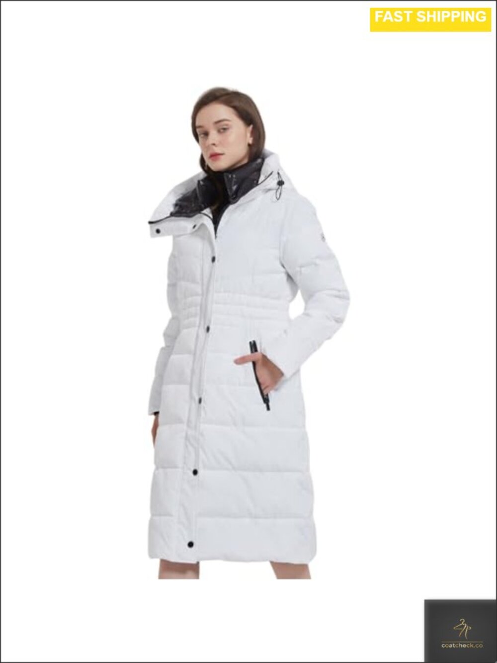 Thickened Warm Insulated Vegan Down Long Parka Jacket with Hood